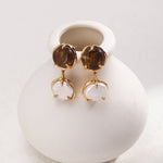 Coffee Milk Baroque Pearl Drop Earrings - floysun