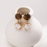 Coffee Milk Baroque Pearl Drop Earrings - floysun