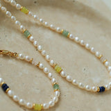 Colored Gemstone and Rice Pearl Beaded Bracelet - floysun