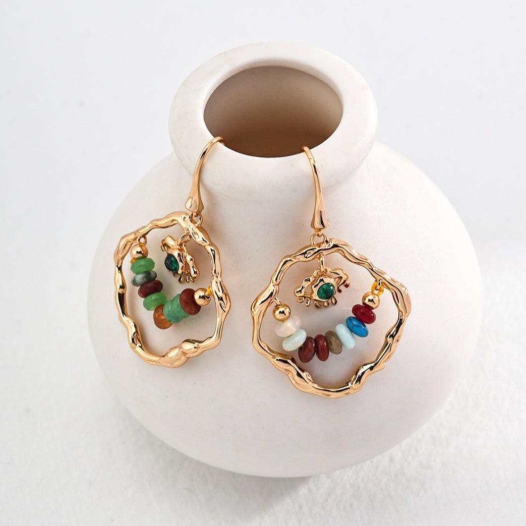 Colorful Abacus Gemstone Drop Earrings - floysun