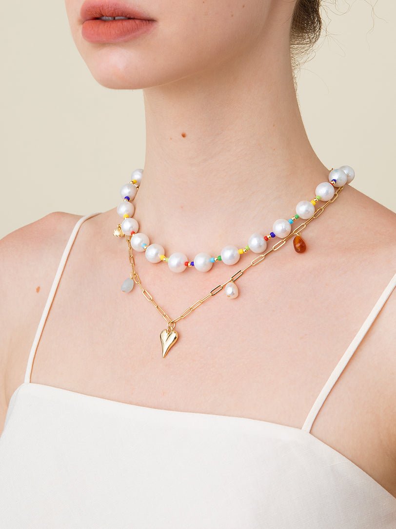 Colorful Beaded Baroque Pearl Necklace - floysun