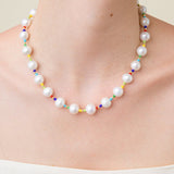 Colorful Beaded Baroque Pearl Necklace - floysun