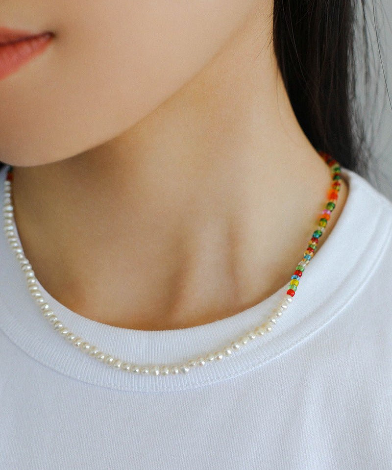 Colorful Beaded Pearl Necklace - floysun