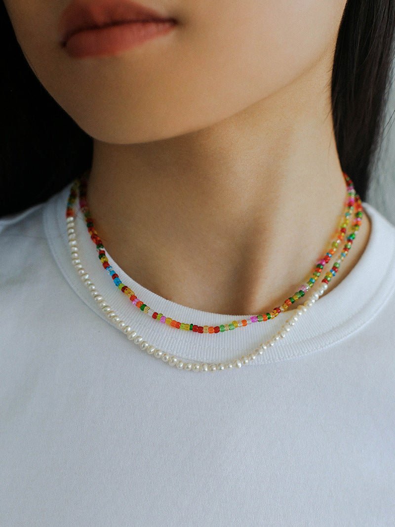 Colorful Beaded Pearl Necklace - floysun