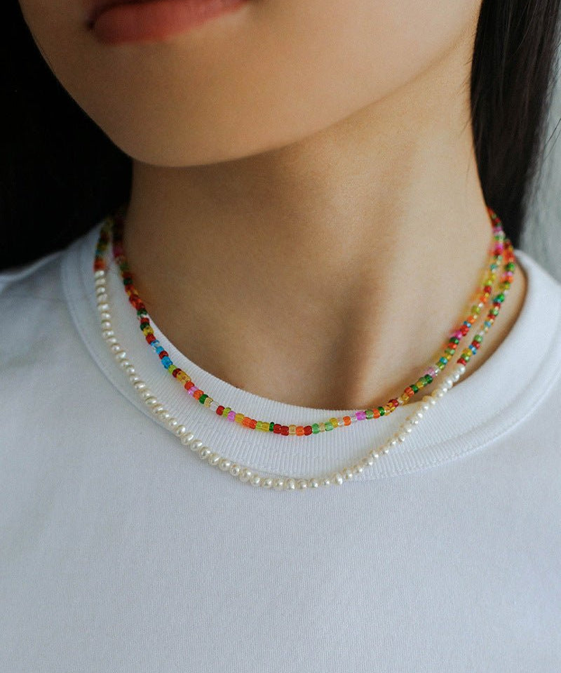 Colorful Beaded Pearl Necklace - floysun