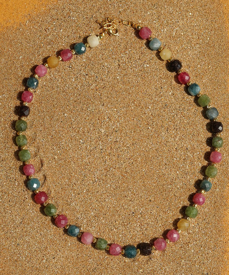 Colorful Dopamine Candy Tourmaline Beaded Necklace - floysun