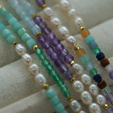 Colorful Faceted Gemstone Summer Vibes Pearl Beaded Necklace - floysun