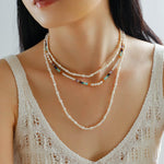 Colorful Faceted Gemstone Summer Vibes Pearl Beaded Necklace - floysun