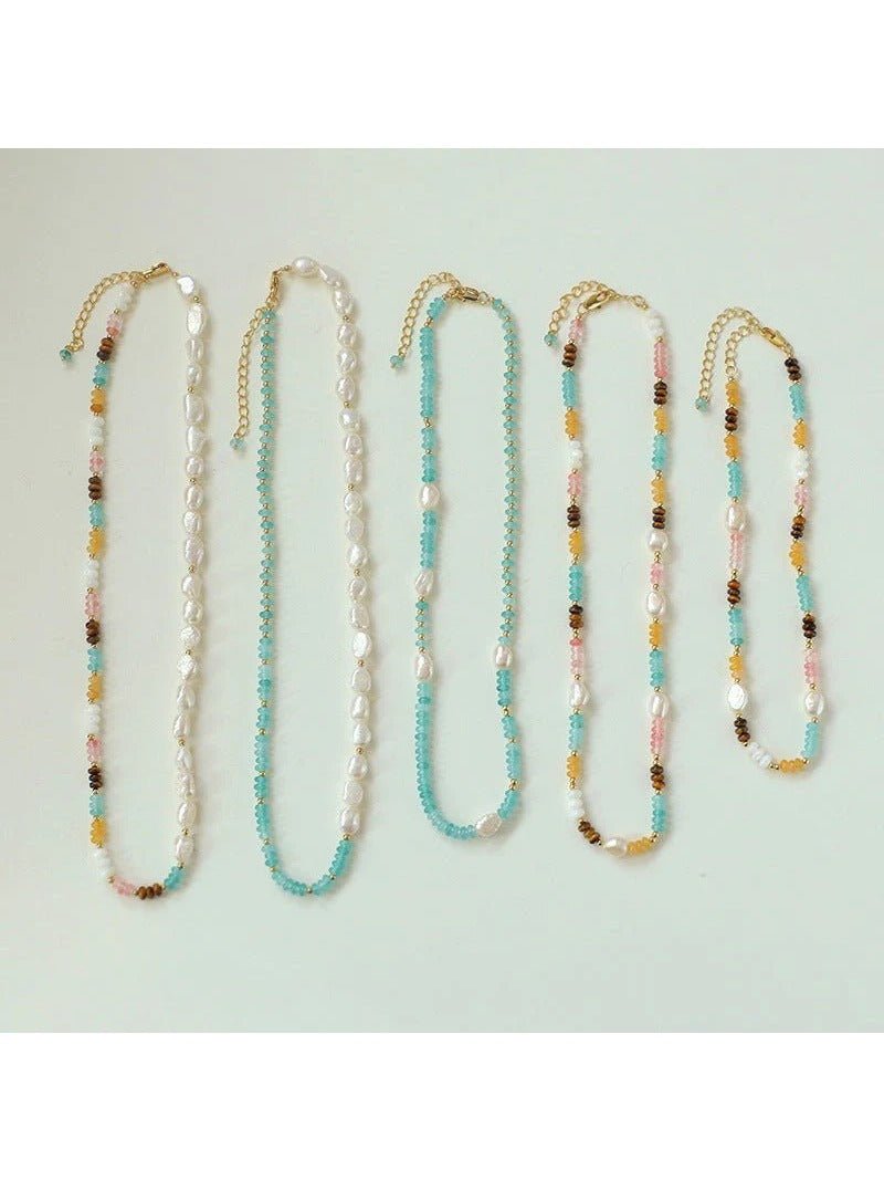 Colorful Natural Stone Stacked Beads Necklace - floysun