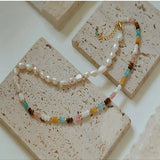 Colorful Natural Stone Stacked Beads Necklace - floysun