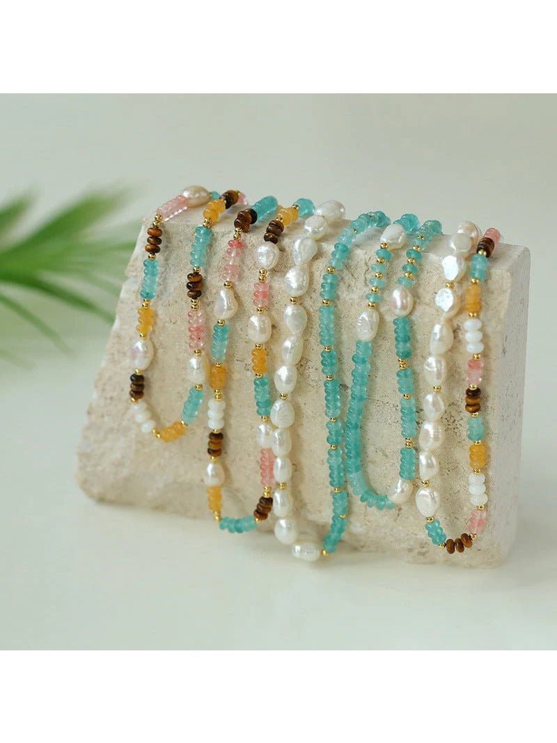 Colorful Natural Stone Stacked Beads Necklace - floysun