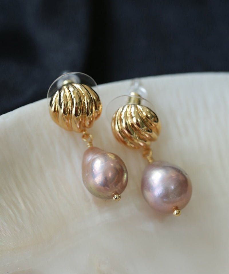 Colorful Pink Purple Pearl Drop Earrings - floysun