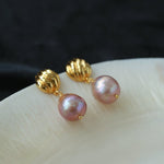 Colorful Pink Purple Pearl Drop Earrings - floysun