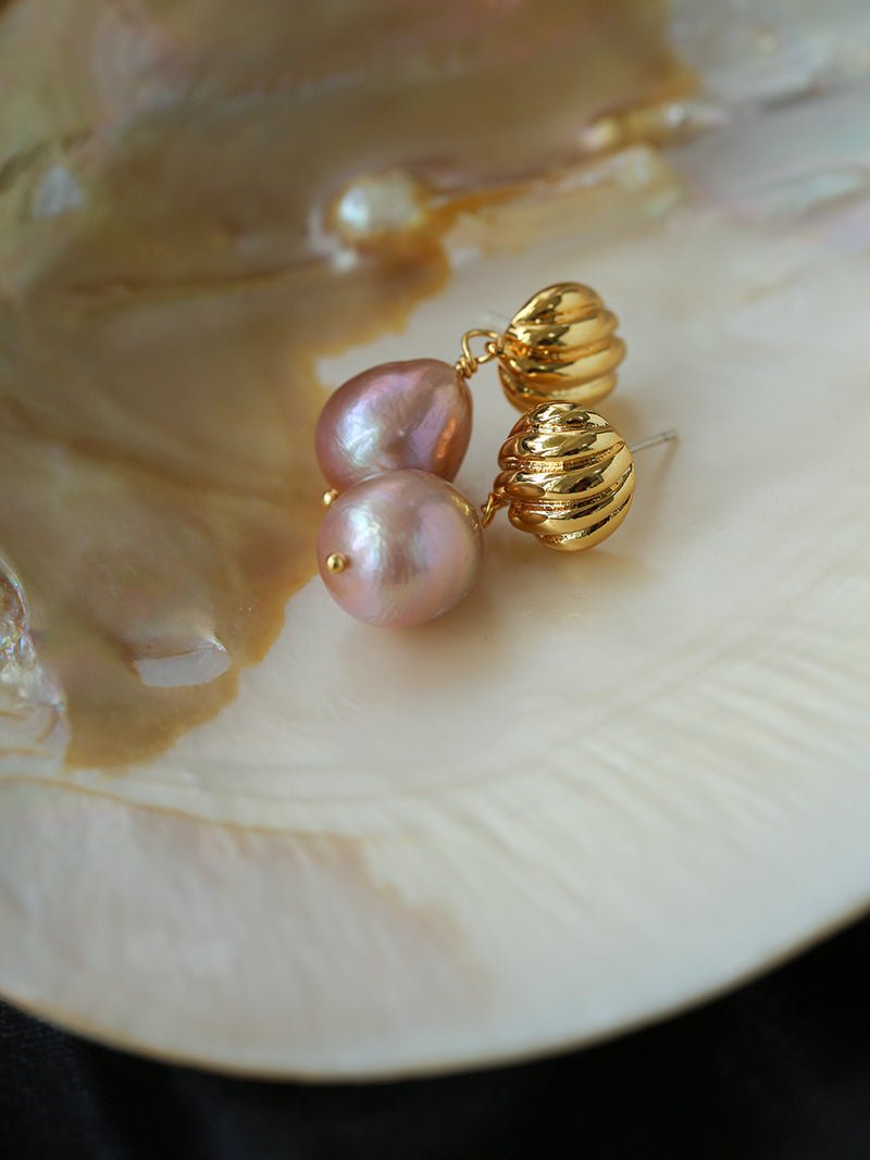 Colorful Pink Purple Pearl Drop Earrings - floysun