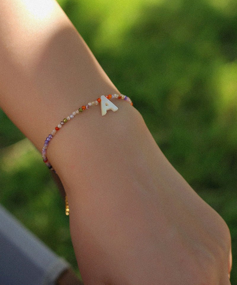 Colorful Zircon Beaded 26 Letters Bracelet - floysun