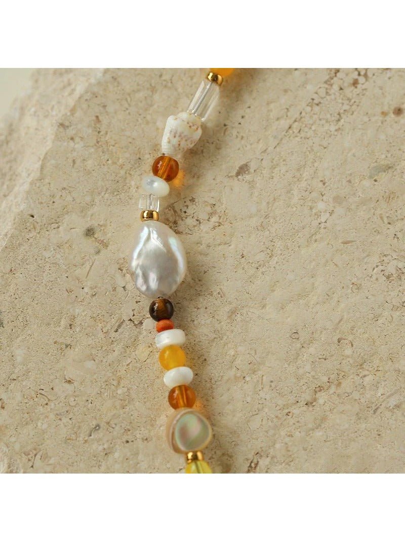 Conch Baroque Pearl Colorful Stone Beaded Necklace - floysun