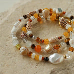 Conch Baroque Pearl Colorful Stone Beaded Necklace - floysun