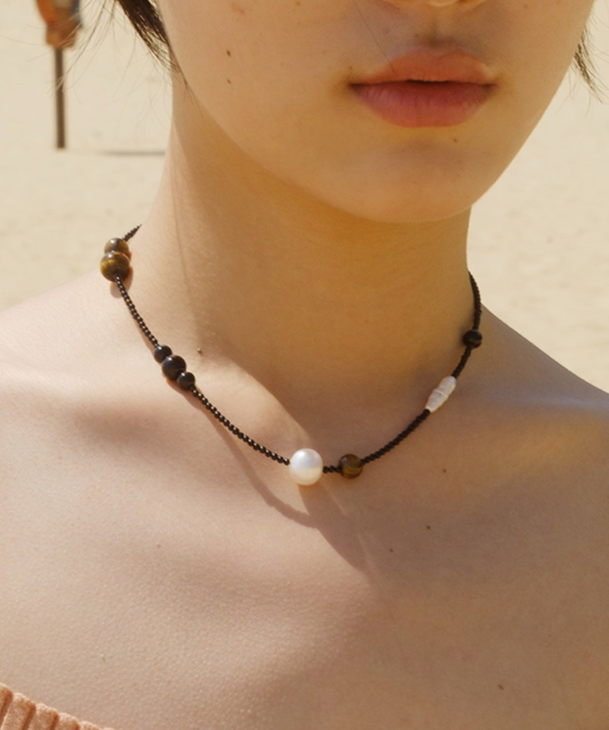 Contrasting Aesthetics Black Onyx Tiger Eye Stone Necklace - floysun