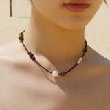 Contrasting Aesthetics Black Onyx Tiger Eye Stone Necklace - floysun