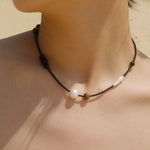 Contrasting Aesthetics Black Onyx Tiger Eye Stone Necklace - floysun