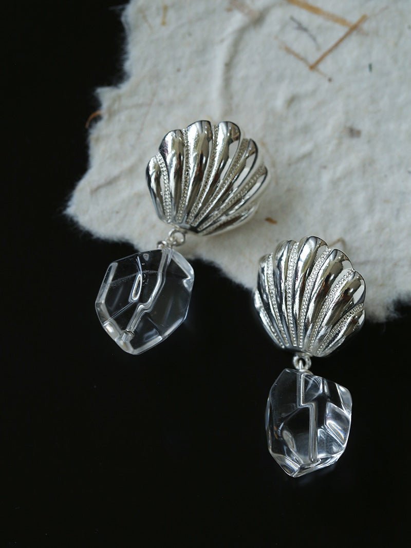 Creative Shell and White Crystal Drop Earrings - floysun