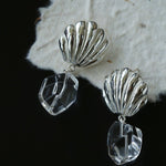 Creative Shell and White Crystal Drop Earrings - floysun