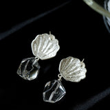 Creative Shell and White Crystal Drop Earrings - floysun