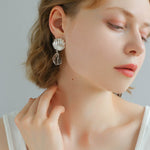 Creative Shell and White Crystal Drop Earrings - floysun