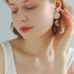 Creative Shell and White Crystal Drop Earrings - floysun