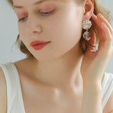 Creative Shell and White Crystal Drop Earrings - floysun