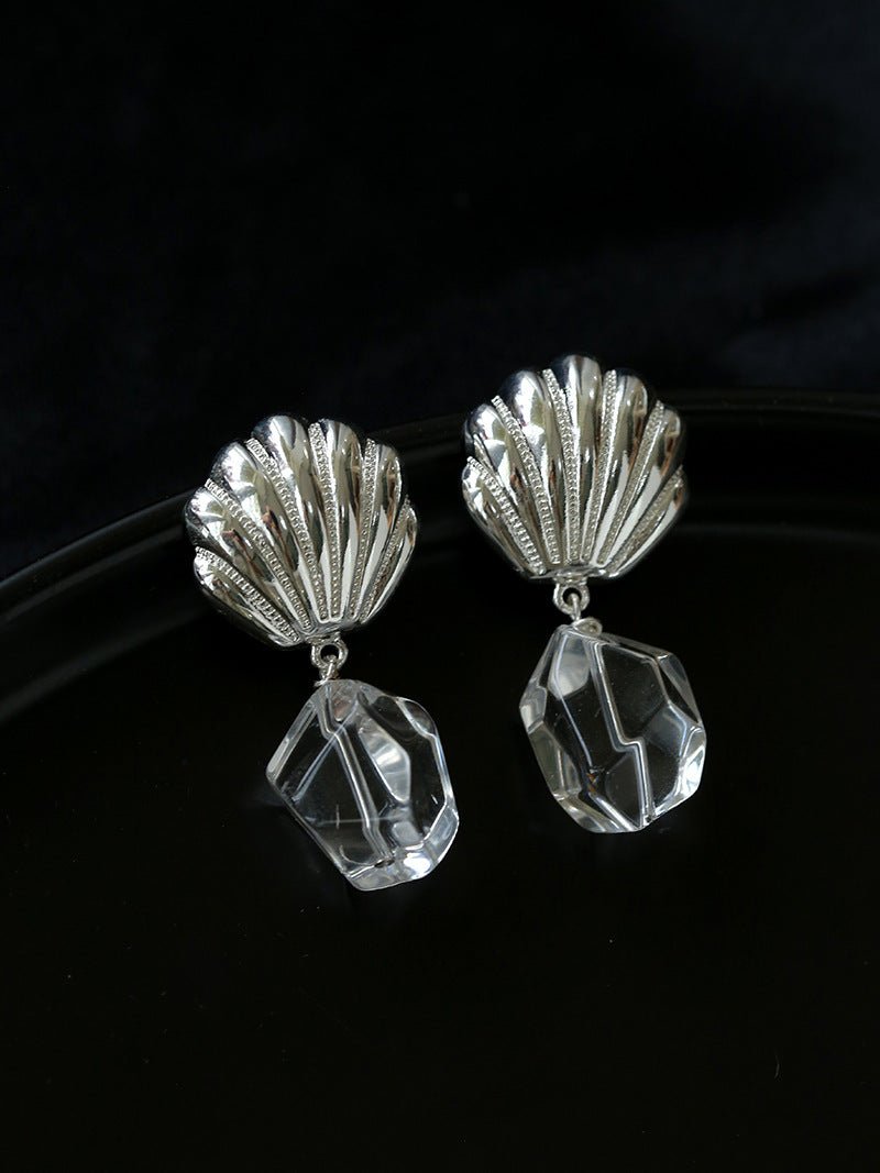 Creative Shell and White Crystal Drop Earrings - floysun