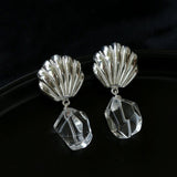 Creative Shell and White Crystal Drop Earrings - floysun