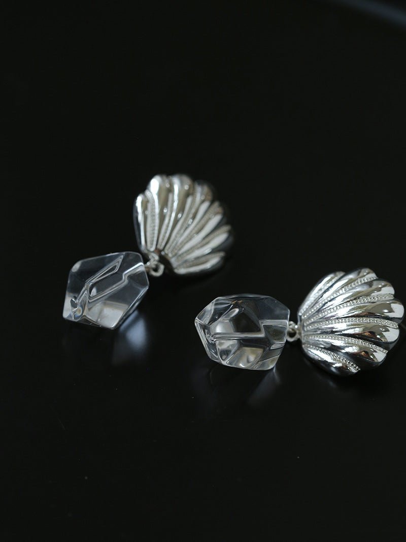 Creative Shell and White Crystal Drop Earrings - floysun