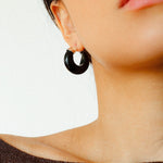 Crescent Moon Shaped Black Agate & Tiger's Eye Earrings - floysun