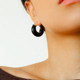 Crescent Moon Shaped Black Agate & Tiger's Eye Earrings - floysun