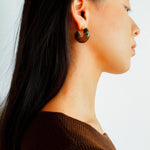 Crescent Moon Shaped Black Agate & Tiger's Eye Earrings - floysun