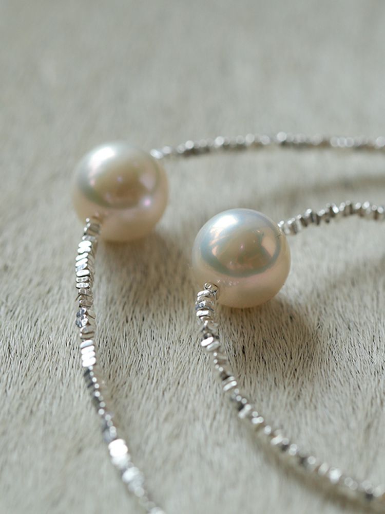 Crushed Silver Bead Natural Pearl Pendant Bracelet - floysun