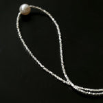 Crushed Silver Bead Natural Pearl Pendant Necklace - floysun