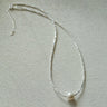 Crushed Silver Bead Natural Pearl Pendant Necklace - floysun