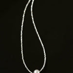 Crushed Silver Bead Natural Pearl Pendant Necklace - floysun