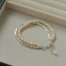 Crushed Silver Shards Double - Layer Pearl Bracelet - floysun