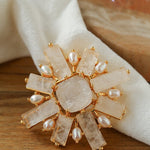 Crystal Cross Brooch & Sunflower Pearl Brooch - floysun