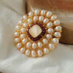 Crystal Cross Brooch & Sunflower Pearl Brooch - floysun