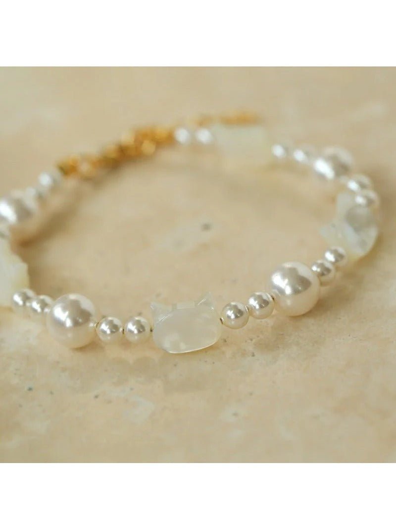 Cute Cat Swarovski Pearl Bracelet - floysun