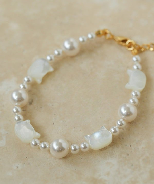 Cute Cat Swarovski Pearl Bracelet - floysun