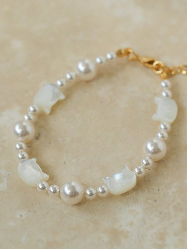 Cute Cat Swarovski Pearl Bracelet - floysun