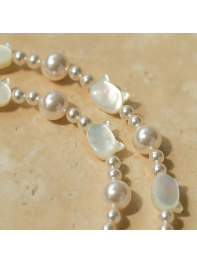 Cute Cat Swarovski Pearl Bracelet - floysun