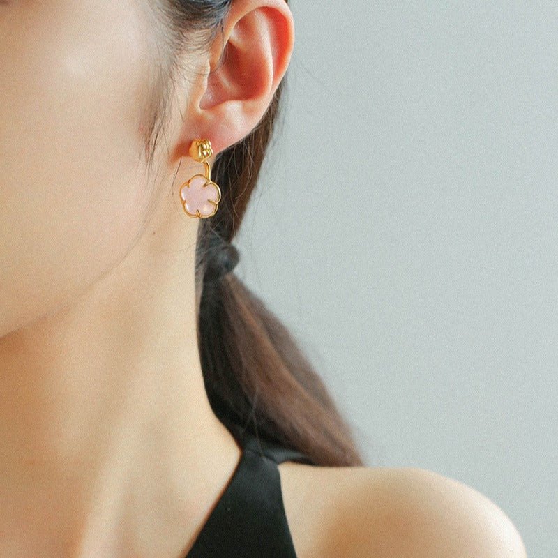 Cute Plum Blossom Crystal Drop Earrings - floysun