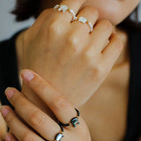 Cute Rabbit Cat Pearl Black Spinel Stretch Ring （Buy One Get One Free） - floysun