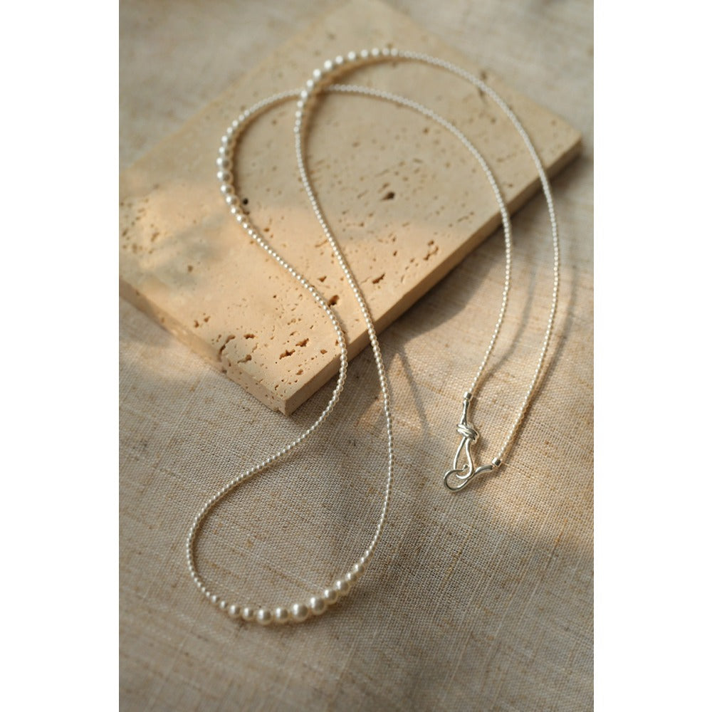 Gradient Long Grey Artificial Pearl Necklace